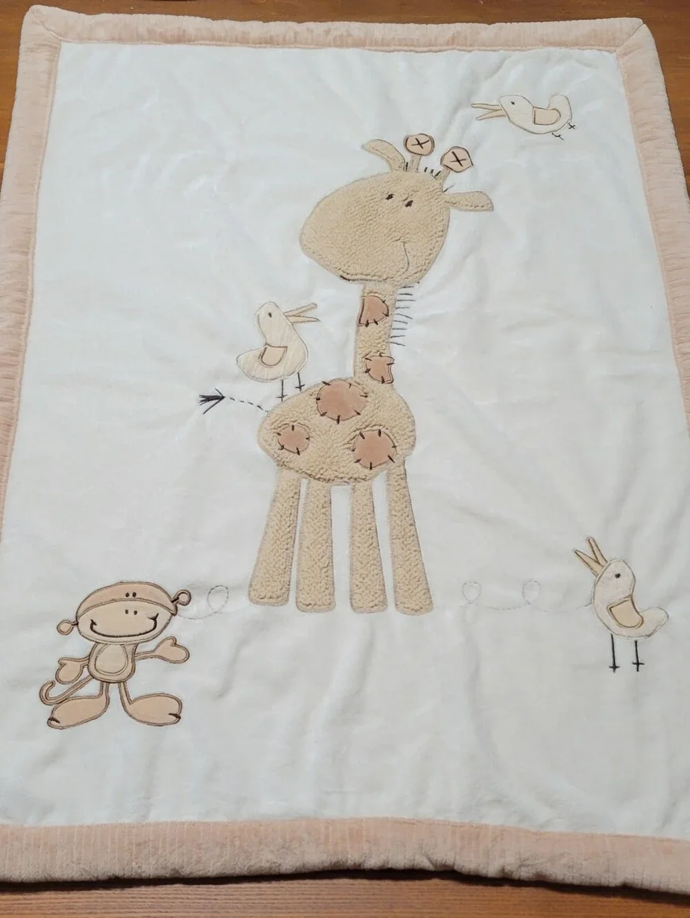 BabiesRUs Neutral Tan & White Giraffe Baby Blanket